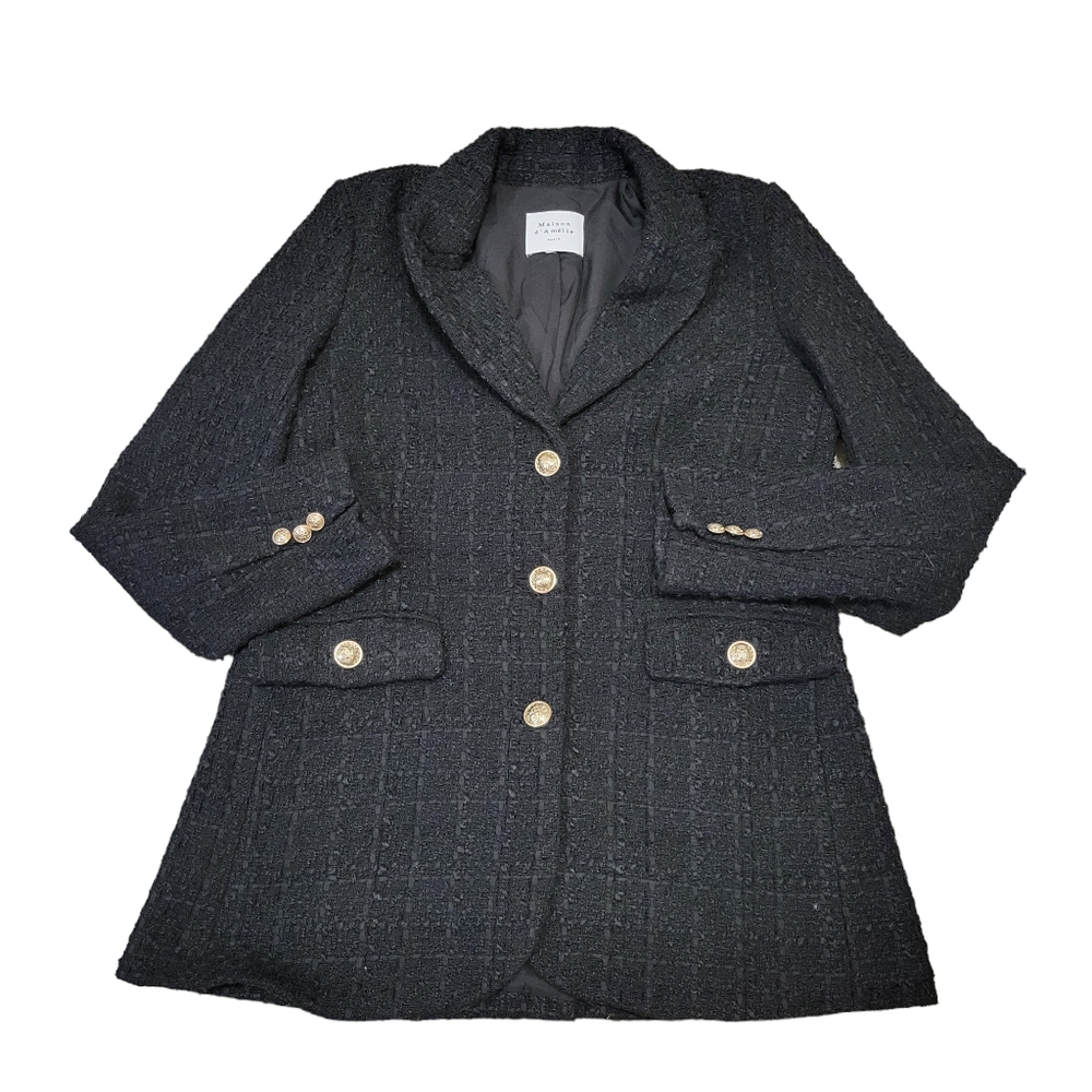 Maison d' Amelie Paris Black Tweed Blazer